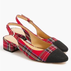 J. Crew Tartan Plaid Low Heel Slingbacks